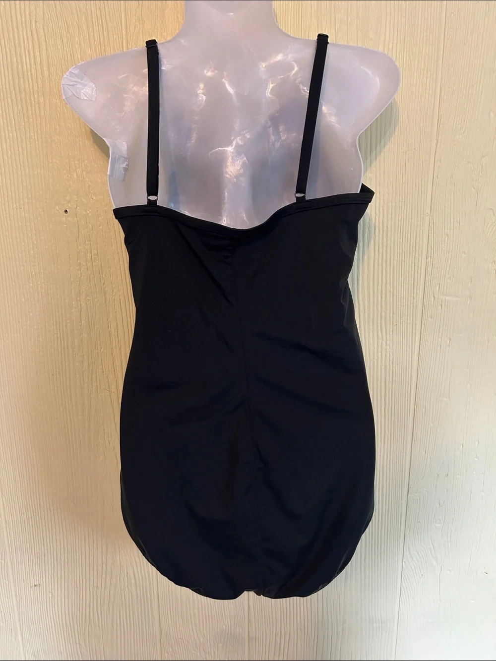 Black Draped One-Piece Swimsuit